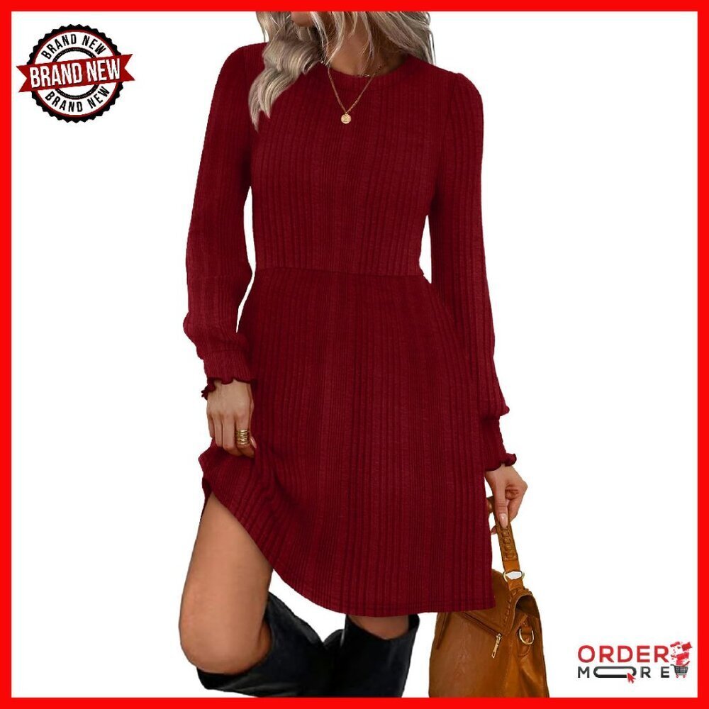 Long Sleeve Sweater Dress Casual Fall Fashion Stretchy Polyester Rayon